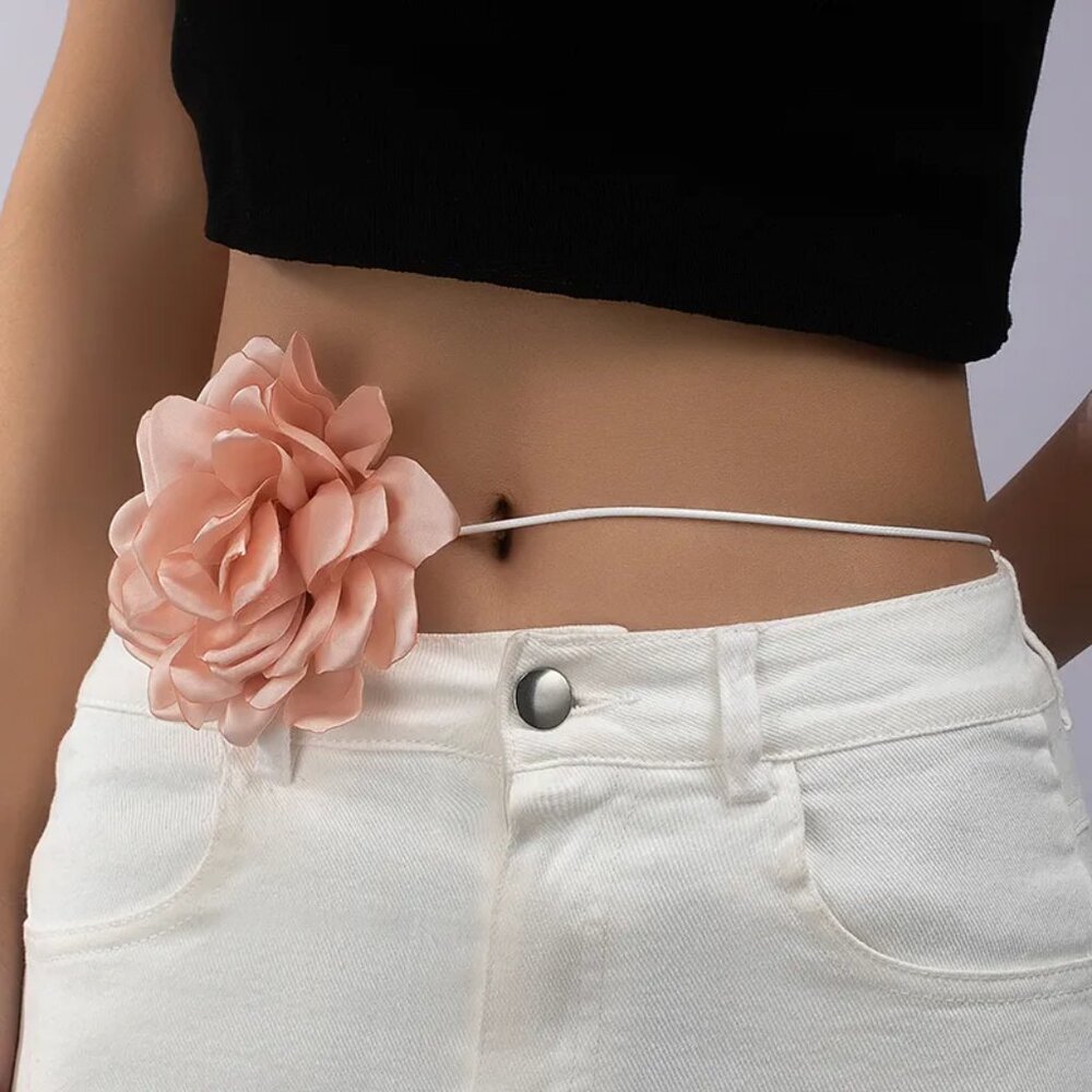 Boho Pink Flower Choker Necklace Rose Sexy Flower Collar Choker Date Night - Picture 5 of 10